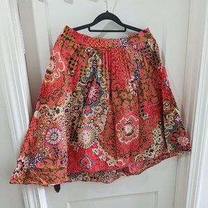 J Crew Pleated Front Cotton Skirt Paisley